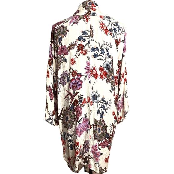 Women Sz M Cardigan Waterfall Duster Cover Up Boho Floral Flowy Patrons Of Peace - Picture 5 of 15